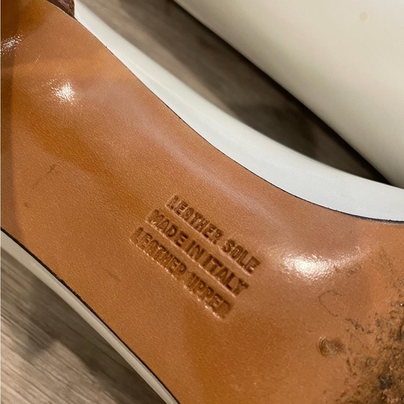 VINTAGE Italian Leather Salvatore Ferragamo White & Brown Two-Tone Heel Size 6.5 - Picture 5 of 8